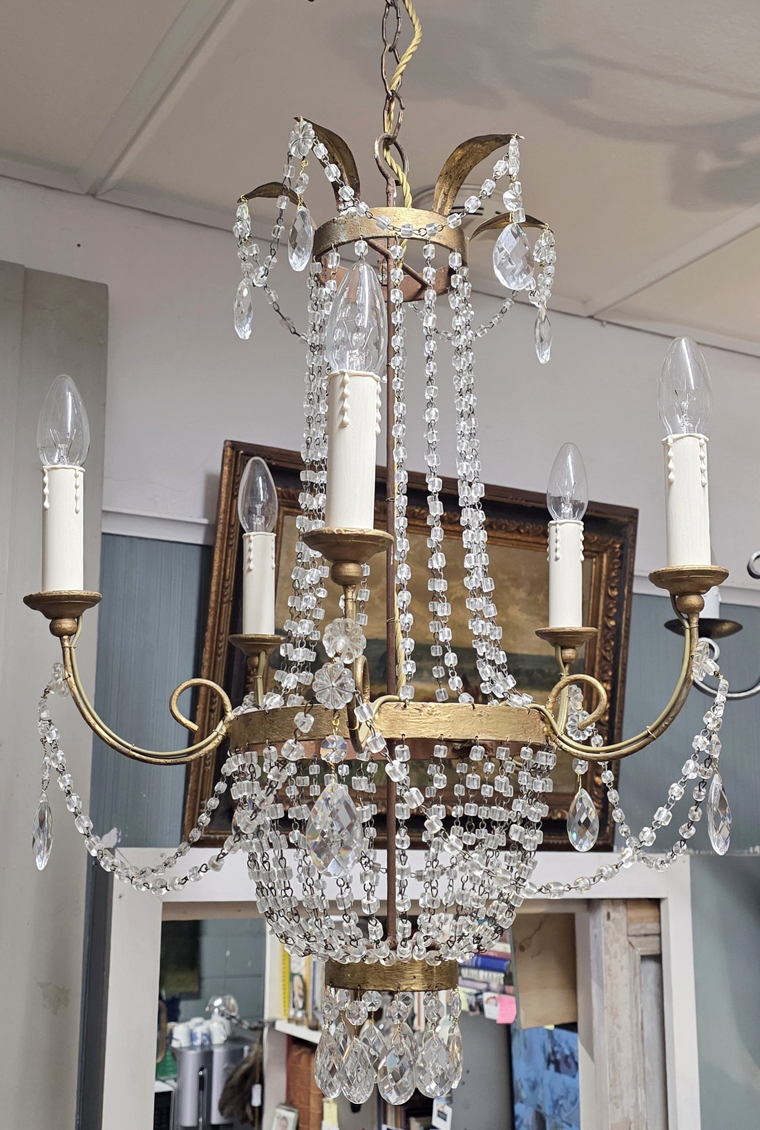 A Parisian Corbeille Chandelier